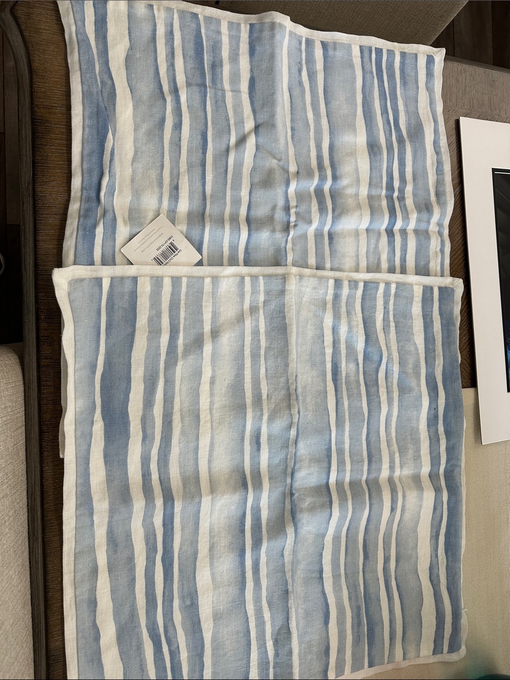 Serena & Lily Light Blue and White Striped Cotton Shams (2)